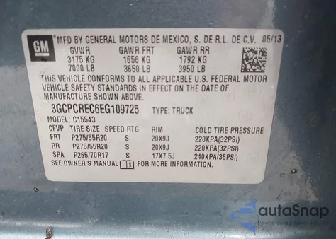 2014 Chevrolet Silverado 1500 1Lt z USA, uszkodzony, nr VIN 3GCPCREC6EG109725